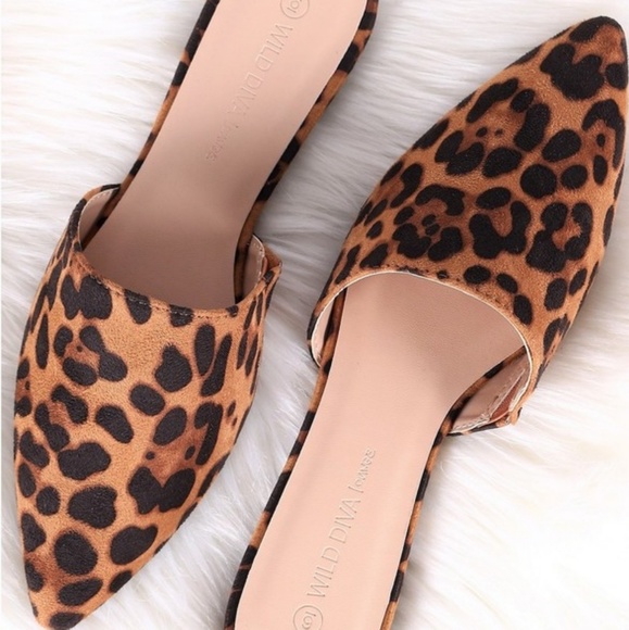 Sweetbb Shoes - Mandie Leopard Mule Flats 6.5 & 7.5 8.5